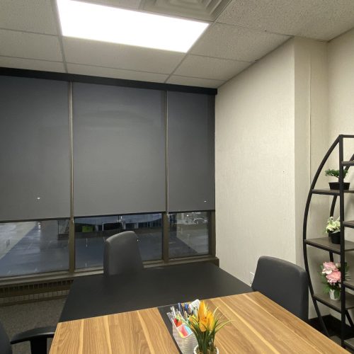 roller shade inside mount - grey open